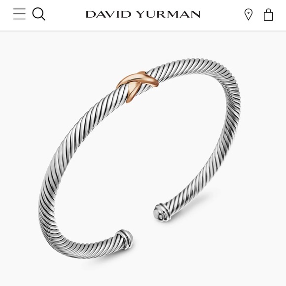 David Yurman X Classic Cable Station Bracelet in Sterling Silver & 18K Rose Gold - Picture 13 of 14